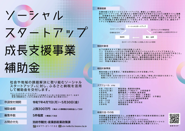 別府市ソーシャルスタートアップ成長支援事業補助金の画像