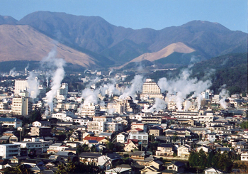 別府市の湯けむり写真